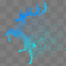 蓝色科技点状图片_鹿奔跑科技动物智能魔幻数据光点