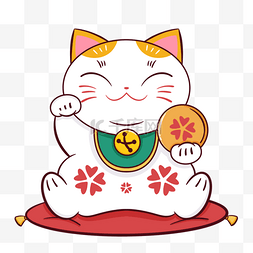 招财猫插画图片_漂亮日本卡通招财猫