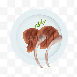 肉类食物插画图片_美味食物烤羊排插画