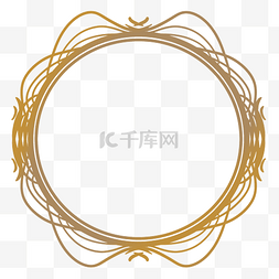 圆形欧式金色花纹图片_欧式圆形金色线条边框