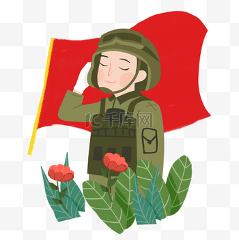 八一建军节军人敬礼png素材