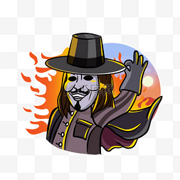 guy fawkes day手绘微笑男人