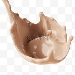 液体咖啡图片_飞溅的立体棕色奶茶液体