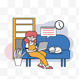 宠物医院vi图片_手绘图在家里的沙发上工作