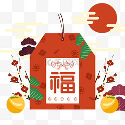 福袋和红包图片_彩色卡通日本新年福袋