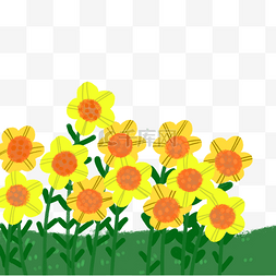 卡通黄色草地图片_黄色植物花朵元素