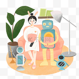 AI陪伴机器人管家现代科技生活