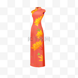 中国风红色旗袍