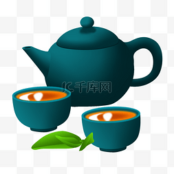 蓝色茶杯图片_蓝色的茶壶