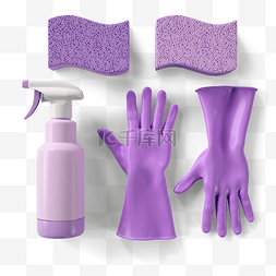 橡胶洗碗手套图片_紫色洗涤用品3d元素