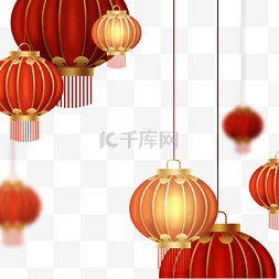 红色农历新年春节快乐金色镶边灯