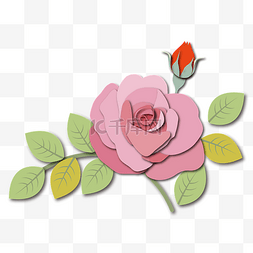 粉色剪纸花朵图片_唯美立体粉色玫瑰剪纸花朵