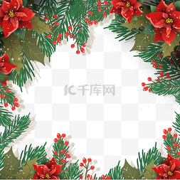 圣诞花边框图片_christmas poinsettia写实圣诞花边框