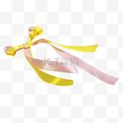黄色丝带图片_淡粉色黄色丝带蝴蝶结
