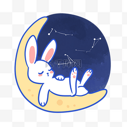 睡在月亮上的小兔