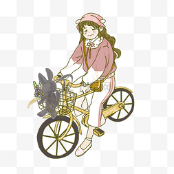 小骑图片_踏青出游骑自行车小姐姐