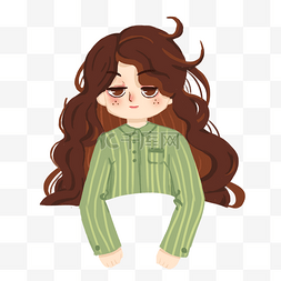 睡醒起来卡通手绘插画可爱的小姑娘插画早上醒来说早安冬天不想起床