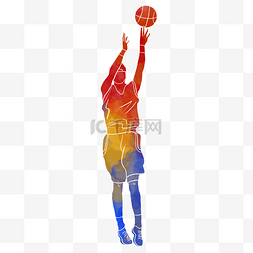 层次感色彩图片_水彩运动篮球运动员