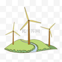 绿色环保风车插画