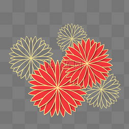 剪纸风红色花朵图片_2020新年金边剪纸风红色花朵