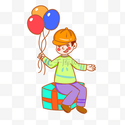儿童节拿着气球的孩子手绘插画