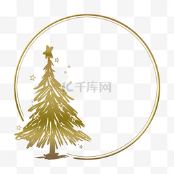 黄色圣诞树圆圈边框