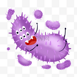 卡通紫色细菌小怪物免抠png