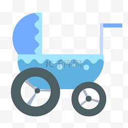 蓝色婴儿推车