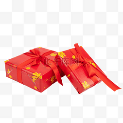 喜庆红色丝带图片_新年新春大红色福字礼物盒