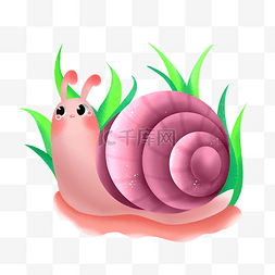 小蜗牛元素图片_花丛蜗牛动物