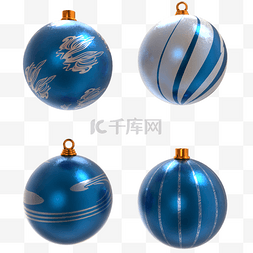 蓝色花纹圣诞装饰球