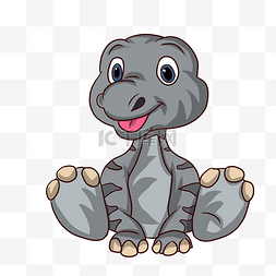 恐龙时代插画图片_可爱的灰色恐龙插画