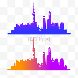 上海夜景图图片_上海地标建筑剪影