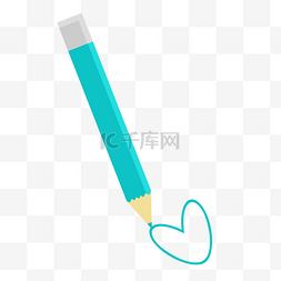 蓝色心形插图铅笔装饰