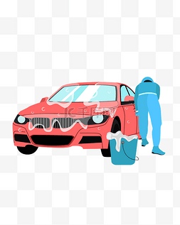 汽车洗车洗车图片_红色汽车美容