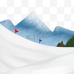 装饰雪山素材图片_滑雪场旗子装饰
