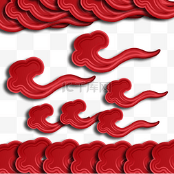 中国风装饰底纹图片_红色中国风祥云底纹装饰