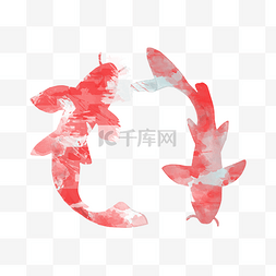 中国传统水墨鲤鱼