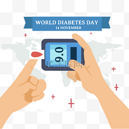 world diabetes day蓝色扁平仪器