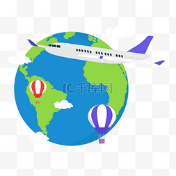 旅行行程图片_卡通风飞机地图旅游元素