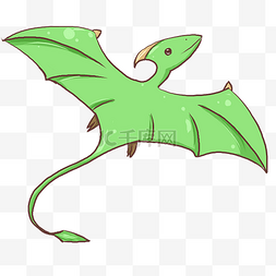 绿色的动物卡通图片_飞翔的绿色翼龙插画