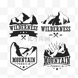 旅游logo图片_黑白复古登山插画
