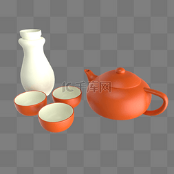 中国风立体茶具杯子茶壶