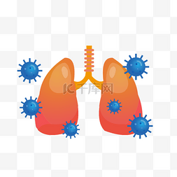 卡通肺部病毒图片_卡通手绘黄色肺炎插画