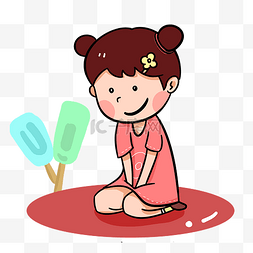 吃冰淇淋的小女孩图片_夏天吃冰淇淋降温的女孩