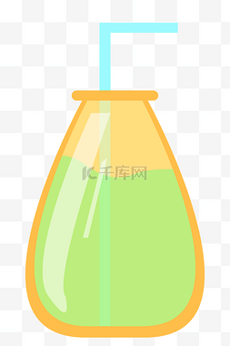 卡通绿色果汁