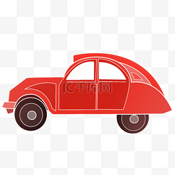 卡通红色小轿车插图