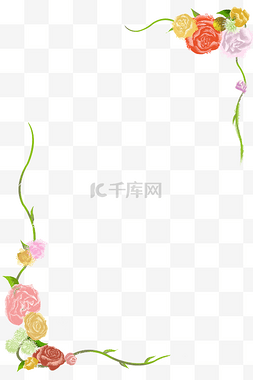 玫瑰花手绘框图片_手绘清新玫瑰花花卉边框