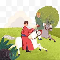 向前奔跑的女图片_蒙古骑马奔跑