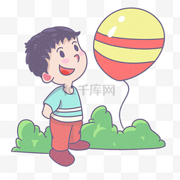 手绘儿童气球图片_开心过六一手绘插画